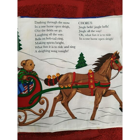 Merry Christmas Songbook Fabric Childrens Holiday Book With Illustrated Teddy Be - Picture 5 of 10